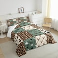 thumbnail image 4 of Farmhouse Decor,Rustic Deer Antler Quilt Full,Black Bear Comforter Set for Teens Adult,Woodland Wildlife Moose Bedding Set Checkered Buffalo Plaid Decor Patchwork Duvet Insert,Brown Green, 4 of 5