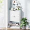 thumbnail image 2 of HOMCOM Shoe Cabinet with 3 Flip Drawers, Slim Shoe Storage Cabinet, White, 2 of 10