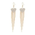 thumbnail image 2 of Exquisite Fashion Sparking Rhinestone Gold Earrings for Women Long Fringe Love Heart Tassel Drop Earrings Jewelry Gifts, 2 of 2
