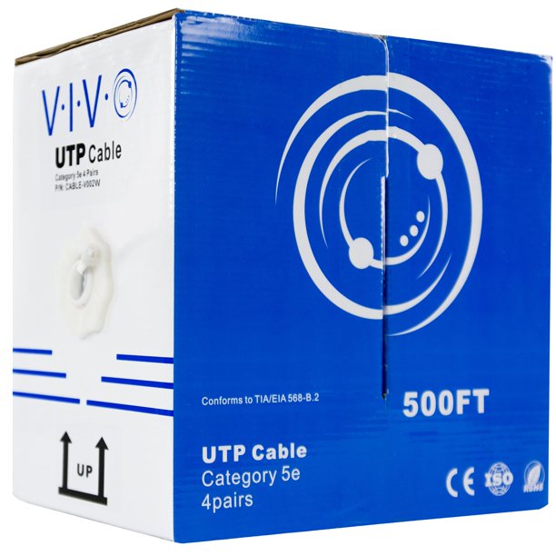 Cable Ethernet VIVO CABLE-V002W Cat5e, 500 pies, blanco