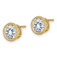 thumbnail image 3 of FJC Finejewelers 14 kt Yellow Gold Stud Round Beaded Bezel G H I True Light Moissanite Earrings 8 x 8 mm, 3 of 6