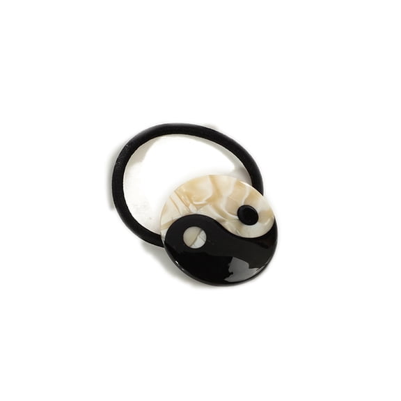2pcs Cellulose Acetate Hair Accessories Yin-yang Pattern Scrunchie/Scrunchy Hair Ties for or Women Black 40mm