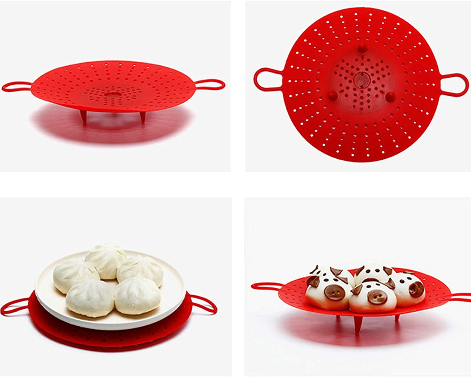 ABPETE 2 Pcs Silicone Steamer, Durable Vegetable Steamer Basket Insert for Pressure Cookers, Microwavable, Multicookers