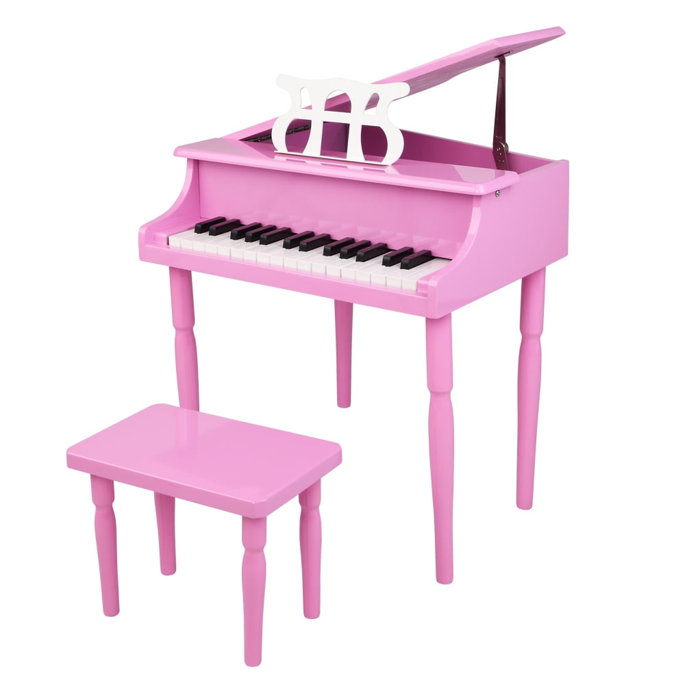 Kids Classic Wooden Piano, 30-Key Mini Grand Piano Toy with Lid, Bench, Foldable Music Rack, Song Book, Note Stickers Kids Classic Wooden Piano, 30-Key Mini Grand Piano Toy with Lid, Bench, Foldable Music Rack, Song Book, Note Stickers