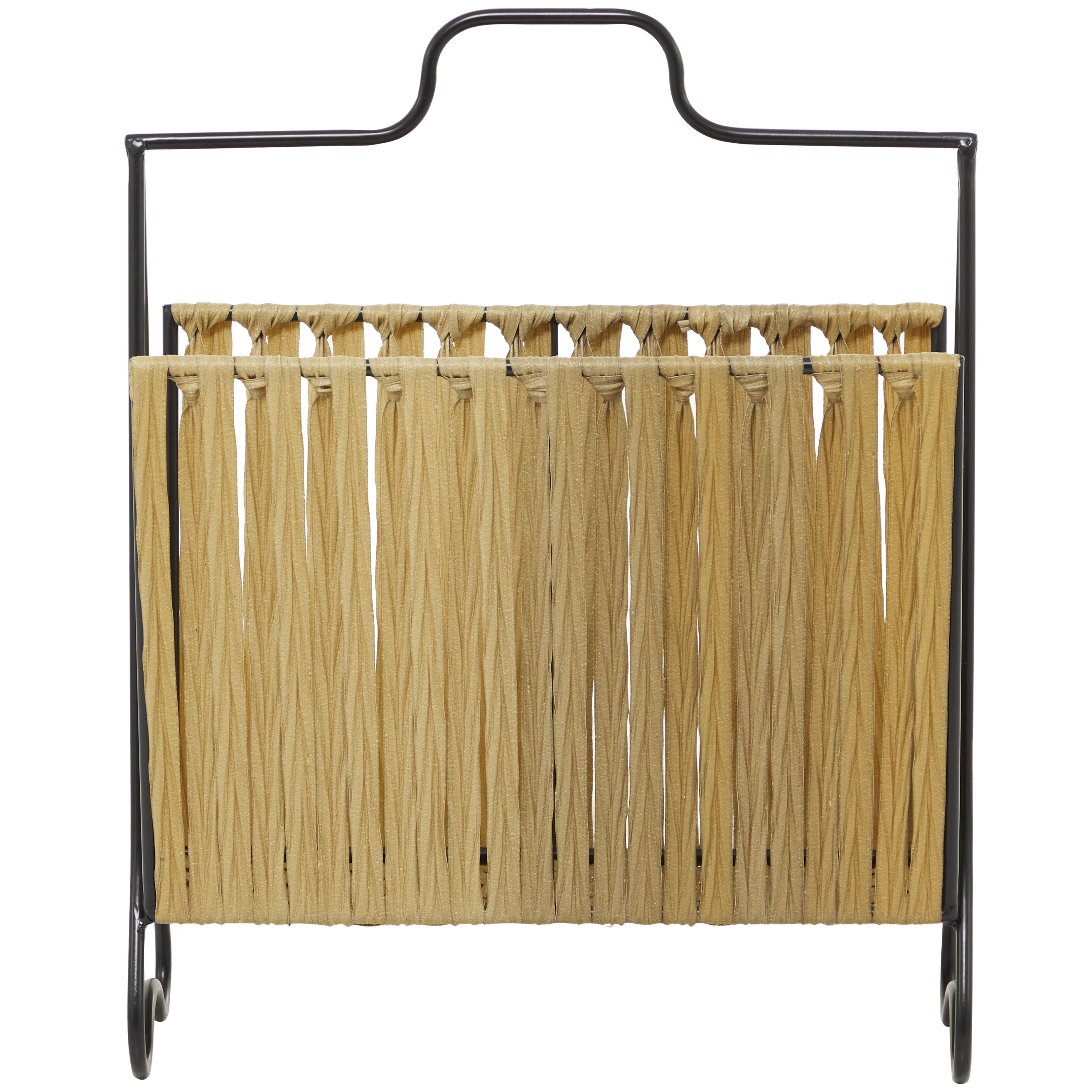 DecMode 20" Light Brown Plastic Rattan Handmade Single Slot Magazine Holder with Black Stand
