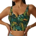 thumbnail image 3 of Goofa Jungle Leopard Yellow Printed Sports Bras for Women, High Impact Running Bra Workout Crop Tank Tops Longline Sports Bra Push up-Medium, 3 of 9