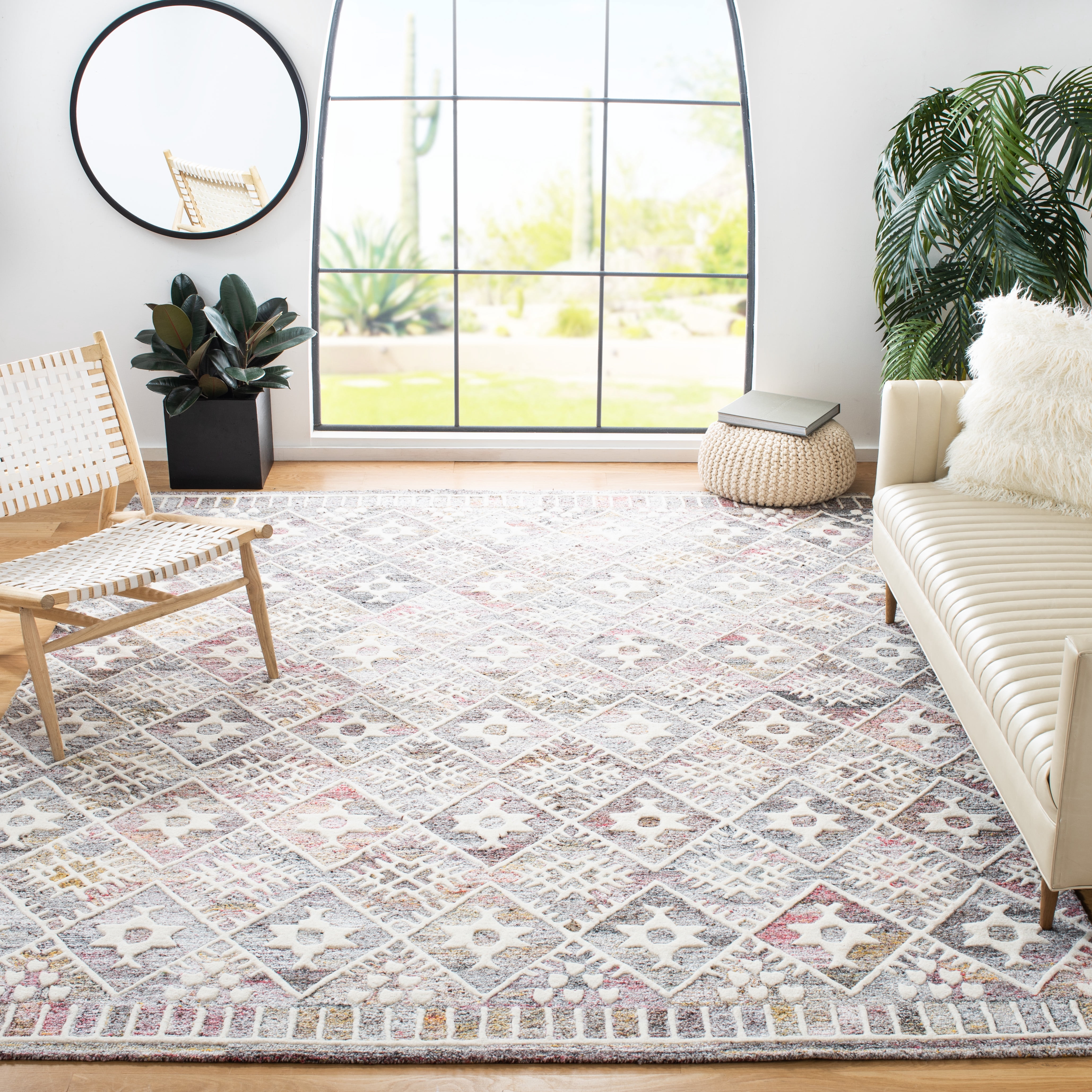 SAFAVIEH Roslyn Desi Geometric Area Rug, Red/Ivory, 8' x 10'