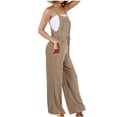 thumbnail image 6 of SDNall Jumpsuit for Women Sleeveless Loose Overalls Rompers Cotton Linen Wide Leg Jumpsuits Rompers for Women, 6 of 9