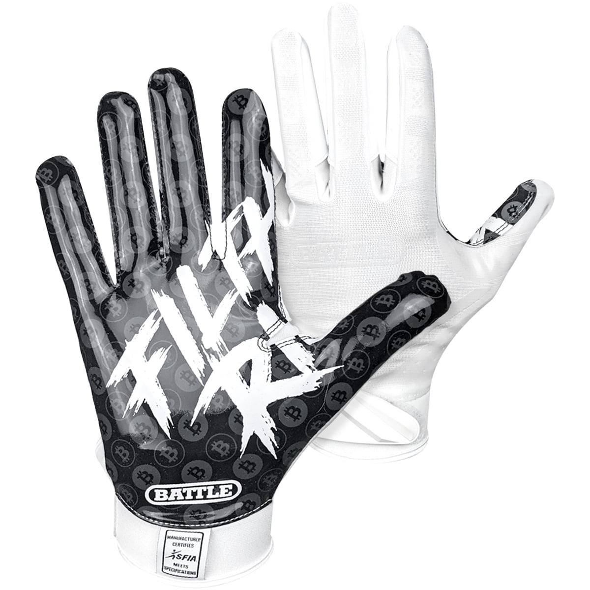 Battle Sports Adult Filthy Rich Football Gloves - XL - Black/White