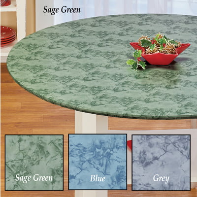 Fitted Elastic Round Tablecloth Marble, 60 Inch Round Plastic Tablecloths With Elastic