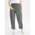 thumbnail image 2 of Women's Casual Cotton Linen Pant w/Unique Pockets Style-1 M, 2 of 5