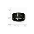thumbnail image 2 of Mens Black Plated Stainless Steel 9mm Brushed Cross Wedding Band Ring for Men, 2 of 6