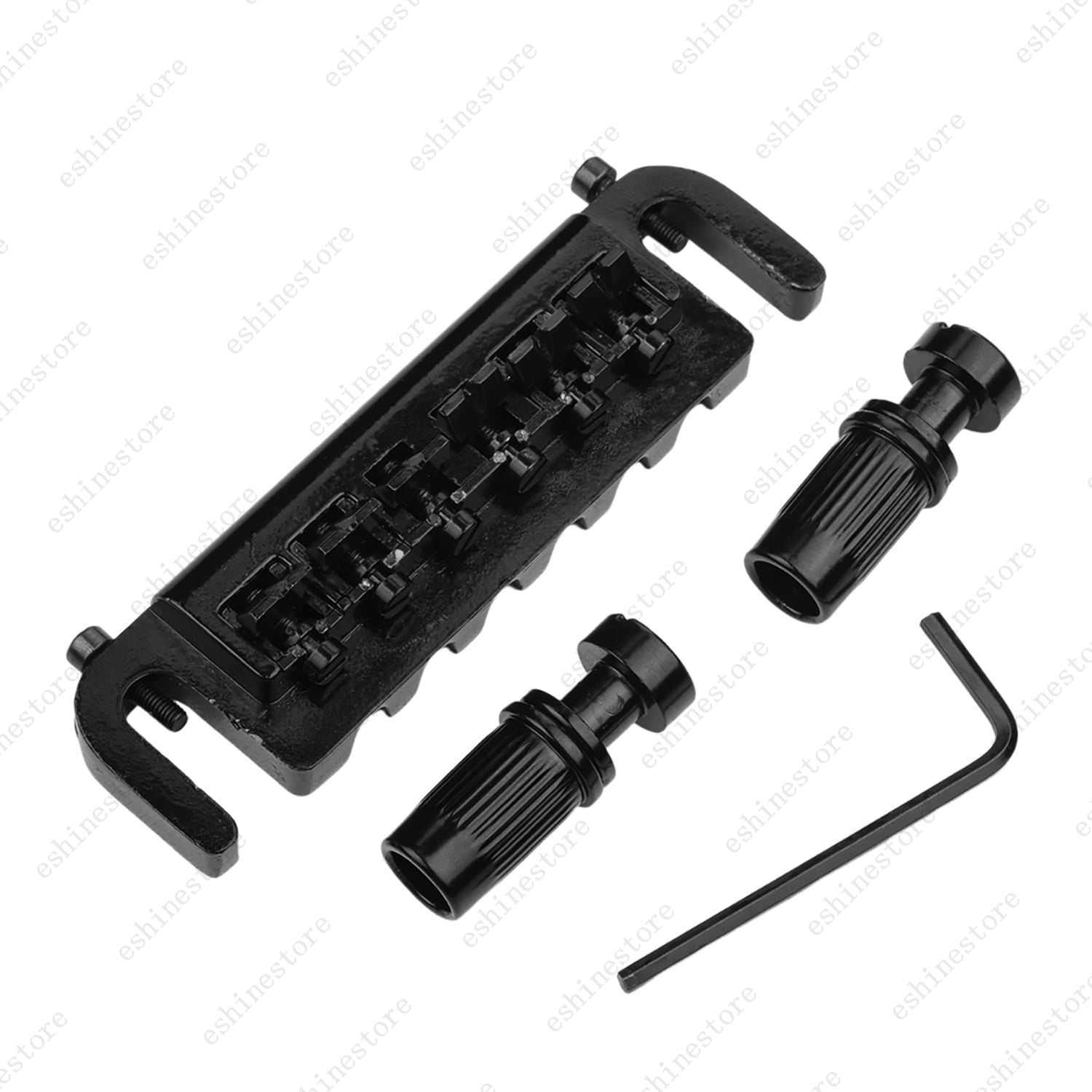 LOOKSEVEN 6 String Electric Guitar Integrated Bridge Tune-O-Matic Style Guitar Bridge Replacement for Gibson Epiphone Les Paul SG, with Studs & Wrench-black
