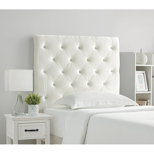 Tufted Velvet Plush College Dorm Headboard White