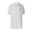 thumbnail image 4 of WCMZJ Women's Button Down Shirts Slim fit Short Sleeve Stretch Dress Shirts Wrinkle-Free Solid Work Blouse White 2XL, 4 of 4