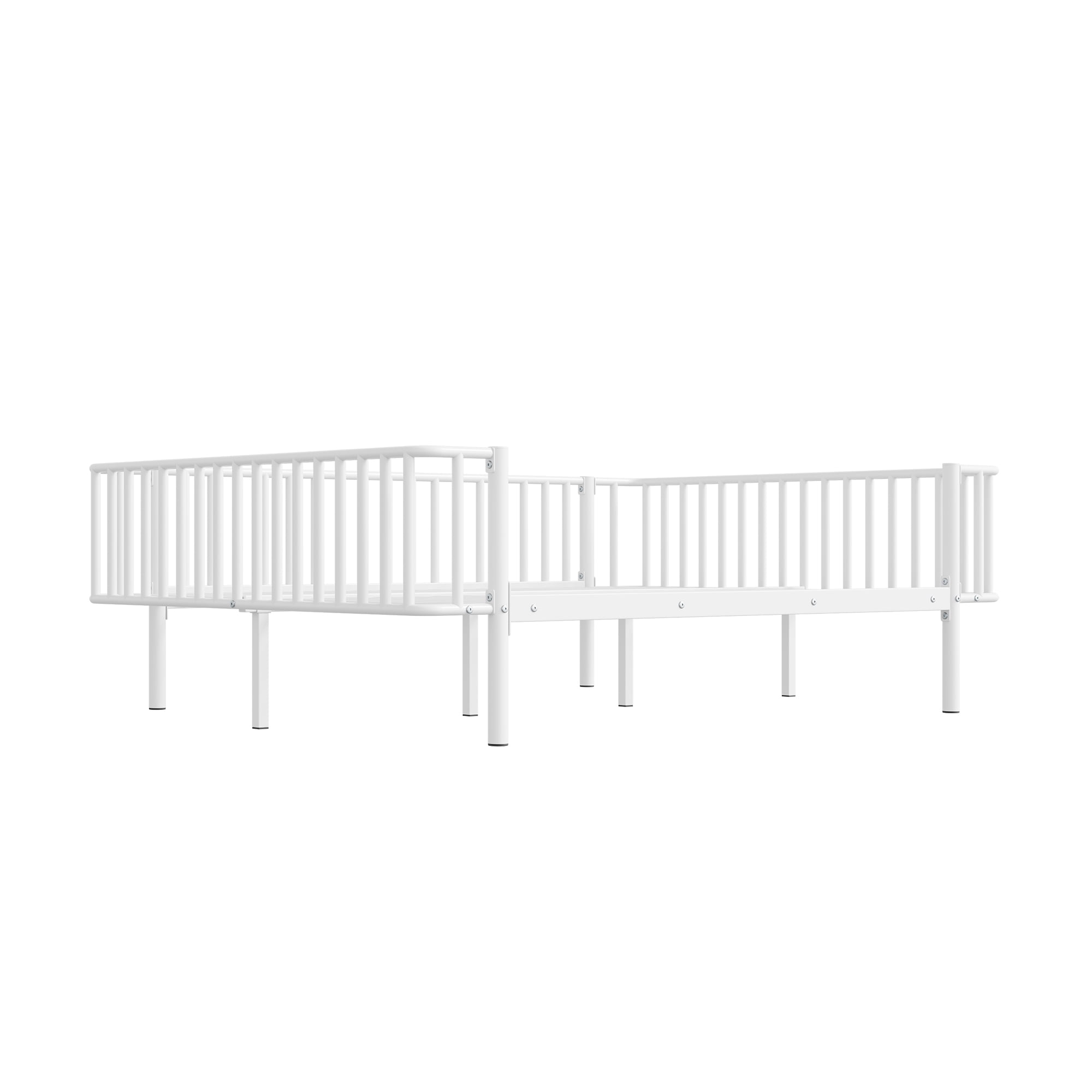 Euroco Metal Full Size Daybed, Sturdy Metal Sofa Bed with Guardrails, No Box Spring Needed, White