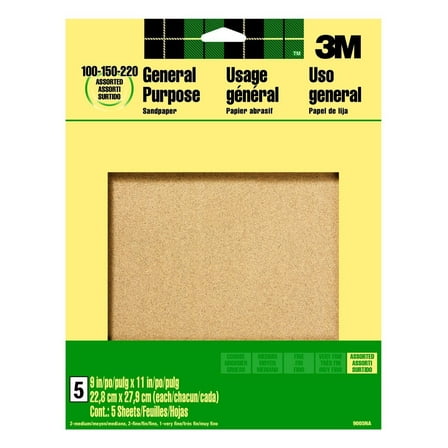 3M 9005NA 9" X 11" Assorted Paint, Wood, Metal Sandpaper Sheets