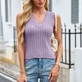 thumbnail image 6 of Womens Tank Tops Slim Fitted Cotton Basic Sleeveless Shirts Women's Casual Spring And Summer Leisure V-neck Solid Color Striped Pullover Purple XL, 6 of 9
