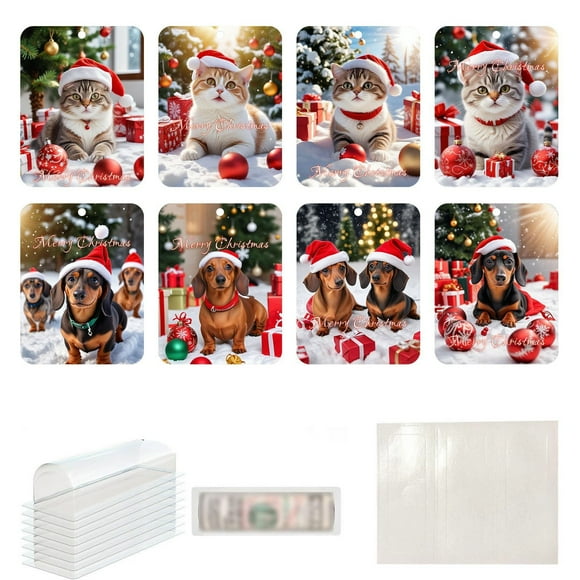 Kabnic The Christmas Card 8Pc Originality Card Wallet Cute Series Wooden Wallet Christmas Wallet Pendant Home Decoration