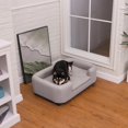 thumbnail image 6 of PRZL 37-Inch Modern Pet Sofa with PU Scratch-Resistant Fabric and Adjustable Legs, Elevated Dog Couch for Small and Medium Dogs, Comfortable Dog Sofa Bed   Grey, 6 of 8
