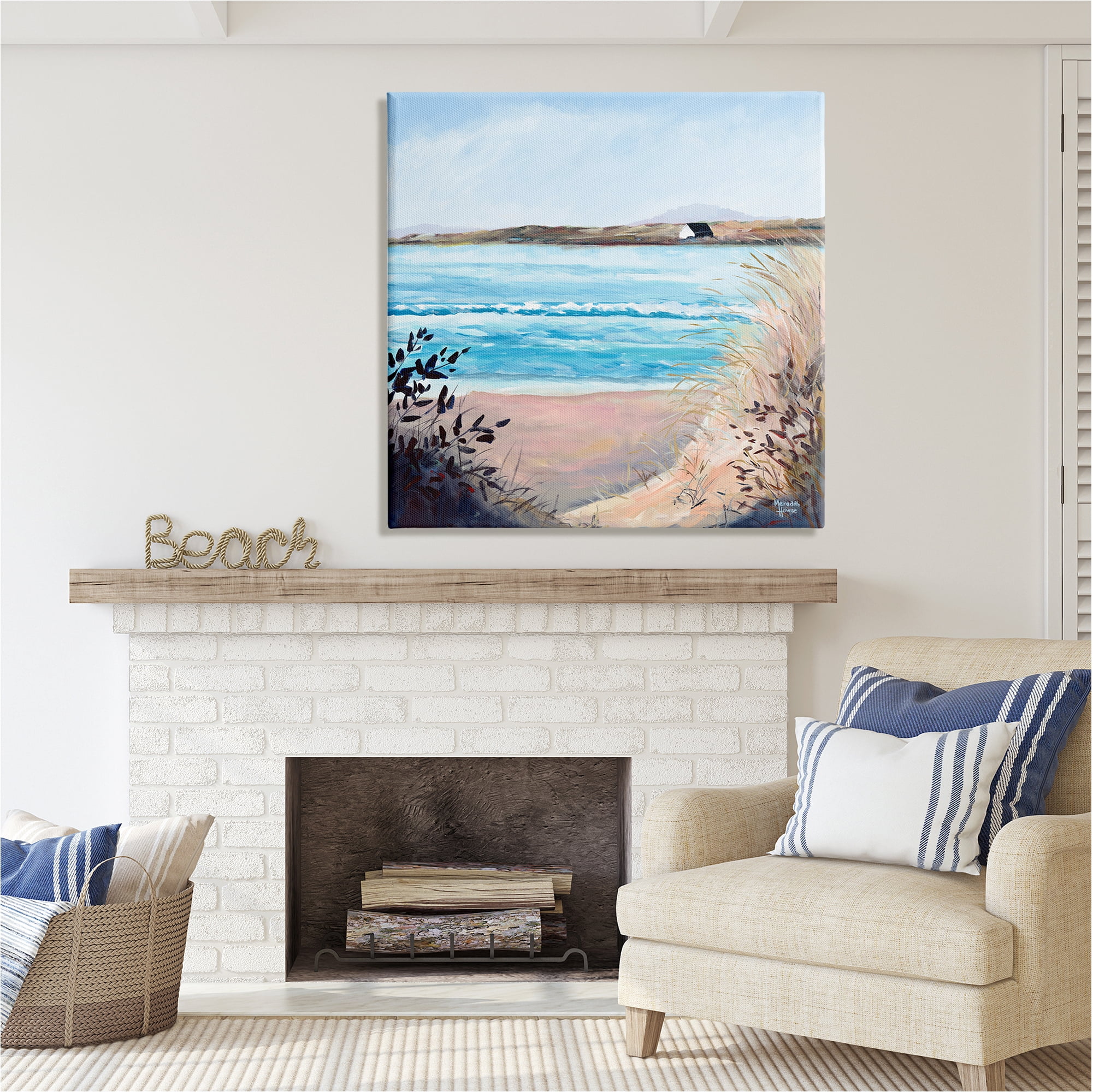 Stupell Industries Coastal Beach Landscape Landscape Painting Gallery Wrapped Canvas Art Print Wall Art, 36 x 36