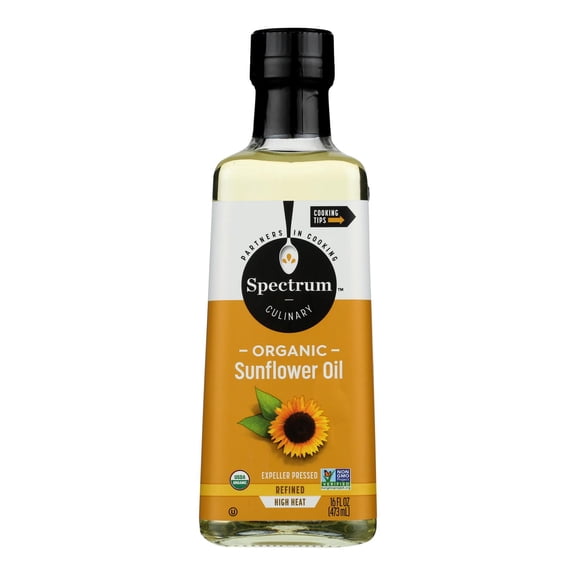 SPECTRUM NATURA - High Heat Organic Sunflower Oil for Cooking and Baking - 16 FO, Case of 6