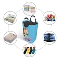 thumbnail image 5 of Waterproof Collapsible Laundry Hamper, Blue Shopping Girl Aluminum Handle Laundry Bag, 50L, 5 of 6