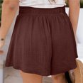 thumbnail image 3 of Pantalones cortos de pierna ancha para mujer, pantalones cortos de verano transpirables de Color puro con cintura alta elástica con cordón, 3 of 5