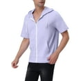 thumbnail image 4 of Unique Bargains Men's Short Sleeve Solid Color Zip Up Sport Hoodies 2XL Light Purple, 4 of 6