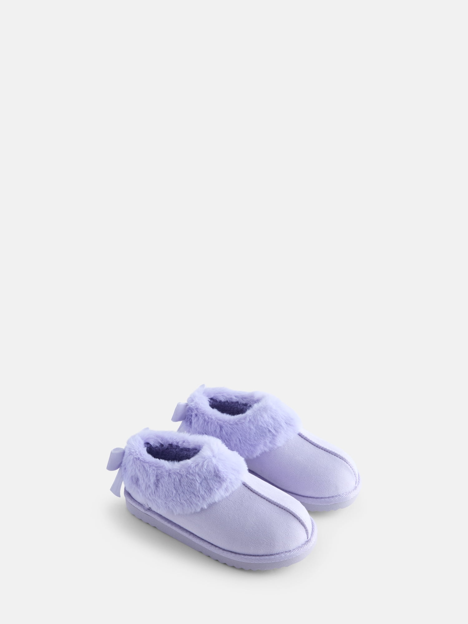 Wonder Nation Baby, Toddler, Little and Big Girls Faux Fur Trim Slippers