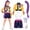 Orange, variant on Halloween Costume Pop Star Stage Outfit for Girls, Pop Idol Costume with Printed Jacket Sleeveless Top Shorts and Purple Braided Wig for Halloween Party and Stage Performance, Orange/140