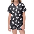 thumbnail image 4 of CAIVO Girls Halloween 2 Piece Pajama Sets Cute Pumpkin Bat Print Lapel Short Sleeve Button Down Shirt With Shorts Sleepwear Comfort Kids Casual Nightwear Loungewear, 4 of 4