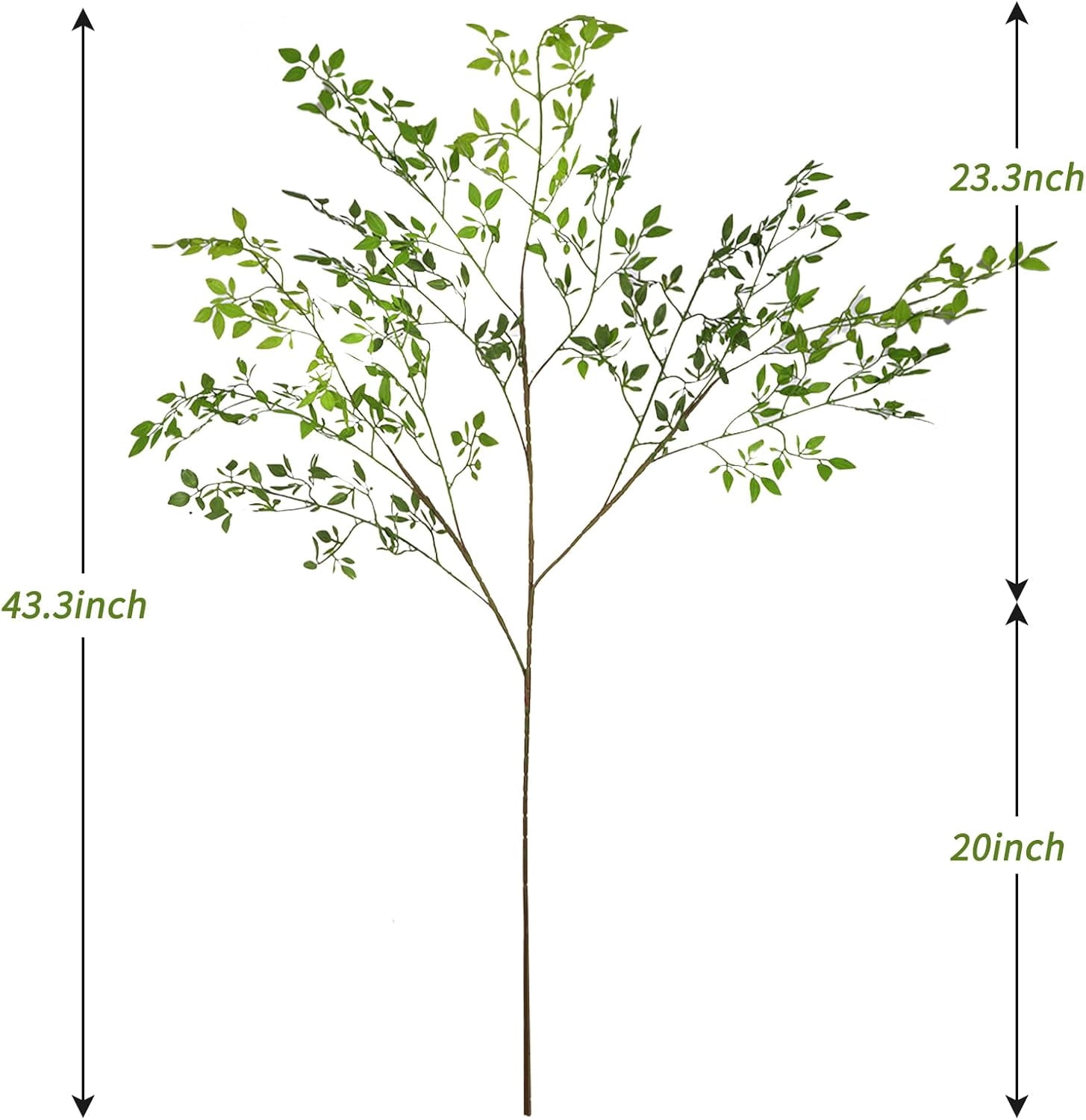 4pcs Artificial Plants Fake Greenery Branches for Vase, 43.3 Inch Green Nandina Long Steams for Tall Vase, Fake Plants Spring Stems for Wedding Garden Office Home Décor