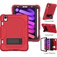 thumbnail image 3 of Case for iPad Mini 6, Slim Duty Drop Proof Shockproof Protective Cover with Stand and Pencil Holder for  Case for iPad Mini 6th Gen 8.3 inch (Red Black), 3 of 12