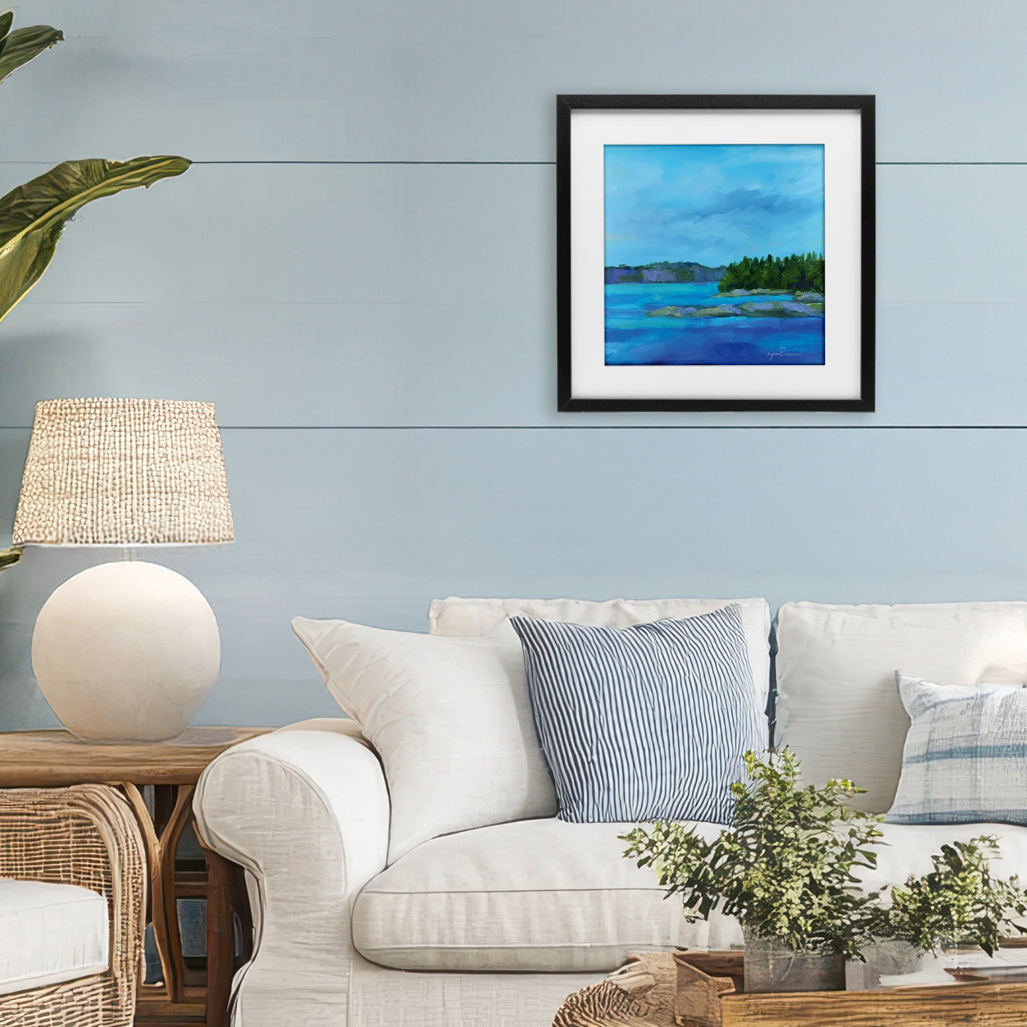 Stupell Industries Tranquil Blue Cove Black Framed Print Under Glass, design by Lynn Ericson Fine Art
