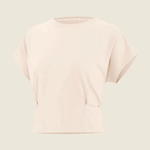 Camiseta deportiva de verano para mujer, de secado rápido, transpirable, para correr, deportes, cuello redondo, manga corta, ajustada, ropa de yoga