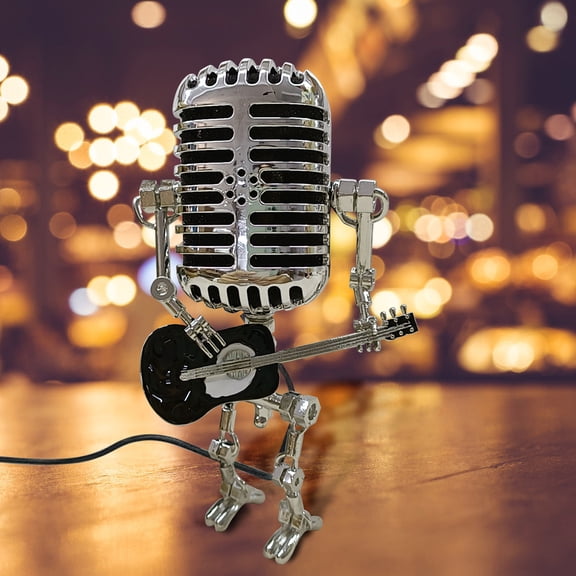Moocorvic Vintage Microphone Robot Table Lamp Home Desktop Decoration
