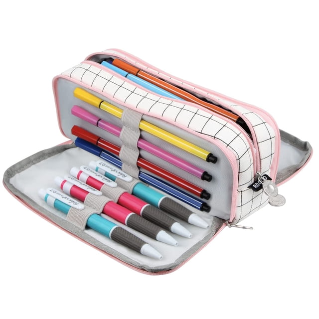 Estuche para lápices de gran capacidad, estuche grande para lápices, marcador, 3 compartimentos, papelería, estuches para bolígrafos, soporte para adultos y oficina