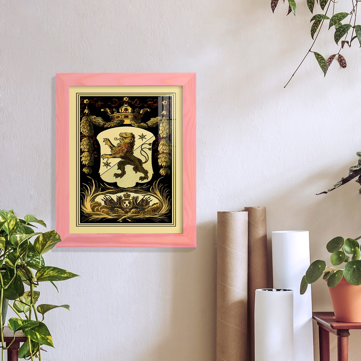 Family Crest III -Framed Print w/glass-Sunset Pink