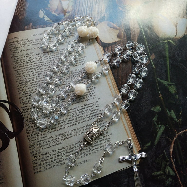 White rosary hotsell necklace