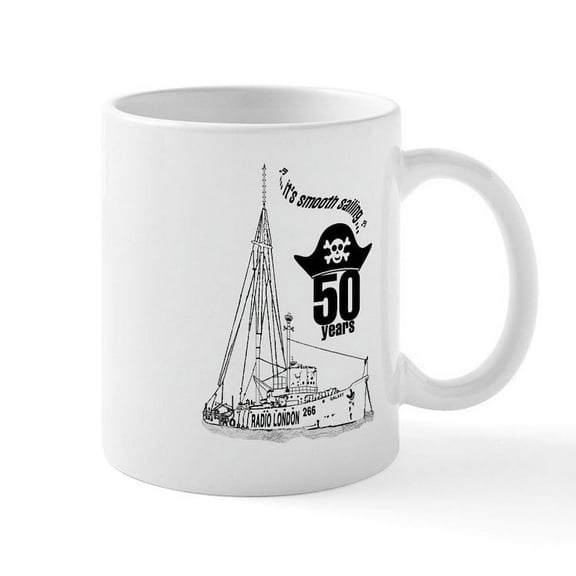 CafePress - Radio London 50Th Mug - 11 oz Ceramic Mug - Novelty Coffee Tea Cup