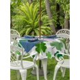 thumbnail image 2 of St Patricks Day Outdoor Tablecloth - 60 Inch Round Dining Table Cover, Shamrock Grey Green Spring Modern Leaf Waterproof Outdoor Table Cloth with Umbrella Hole & Zipper for Picnic/Patio/Party, 2 of 7