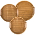 thumbnail image 3 of 1 Pack Woven Bathroom Organizers and Storage Baskets Serving Trays with Handles, Poly Wicker Bread Baskets Round Platters for Fruit, Vegetables, Breakfast, Drinks, Snacks, Medium, 3 of 7