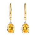 thumbnail image 1 of Aretes Largos de Cristal Amarillo Murano Ovalados para Mujer, Chapados en Plata 925 con Gancho de Oreja de Oro de 18K, 1 of 5