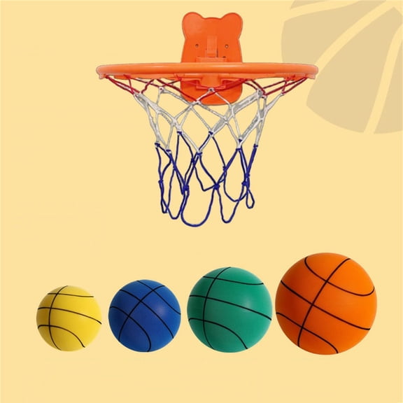 Silent Indoor Basketball, Foam Basketball, Soft Surface, 12.6inDiameter, Residential Home Play, Child Activity, Hanging Hoop, 1 Set