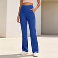 thumbnail image 6 of Womens High Waisted Yoga Pants Straight Leg Leggings Petite Regular, Side Pockets, Slim Fit, Solid Color, Women's Yoga Legging, Bell Bottom,Work Lounge Daily, 6 of 7