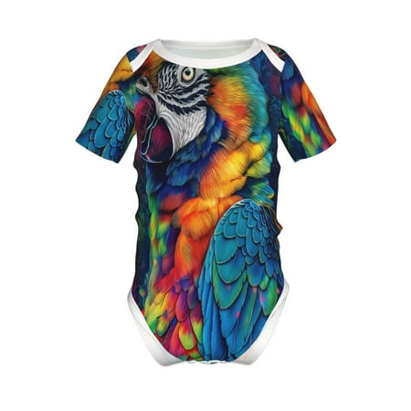 

Gaeub Vibrant Rainbow Parrot Fantasy Print Infant Climbing Onesie Toddler Outfit Newborn Baby Bodysuit Baby Boy Girl Clothes -2 Years