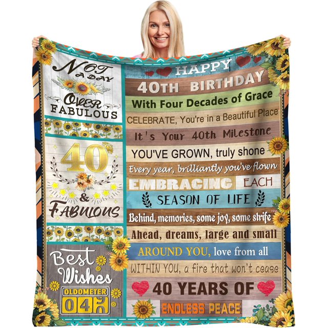 LHSHID 40th Birthday Gifts Ideas for Women 40 Year Old Birthday Gifts for Women Funny Happy 40 Year Old Birthday Decorations for Her Soft Blanket 40"x50"