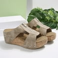 thumbnail image 6 of Dakaela Wedge Sandals for Women Cork Sole Non Slip Platform Summer Shoes Casual Walking Slides Khaki 8, 6 of 8