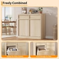 thumbnail image 5 of TROPOW Tilt Out Trash Cabinet, Modern Hidden Freestanding Garbage Can & Laundry Hamper, Pet Proof Tilt-Out Trash Bin Cabinet with Drawer for Kitchen, Dining Room, Laundry, Living Room, 5 of 7
